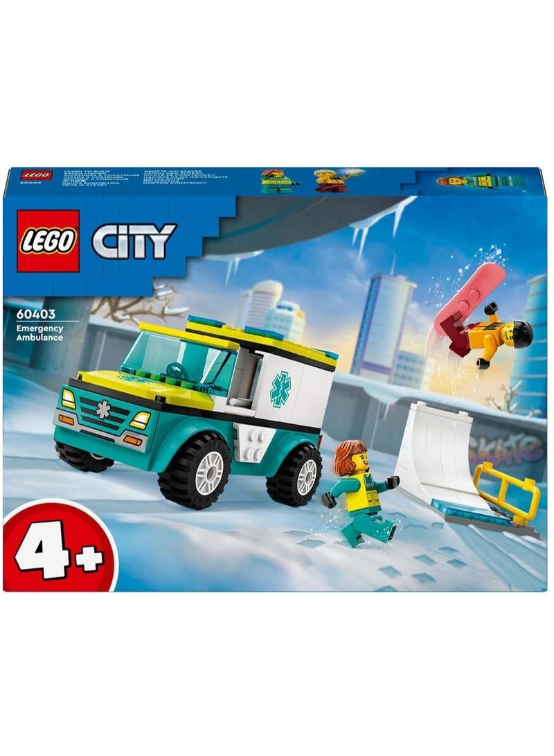 LEGO Lego City Emergency Ambulance And Snowboarder 60403 Building Blocks Toy Car Set - Image 2
