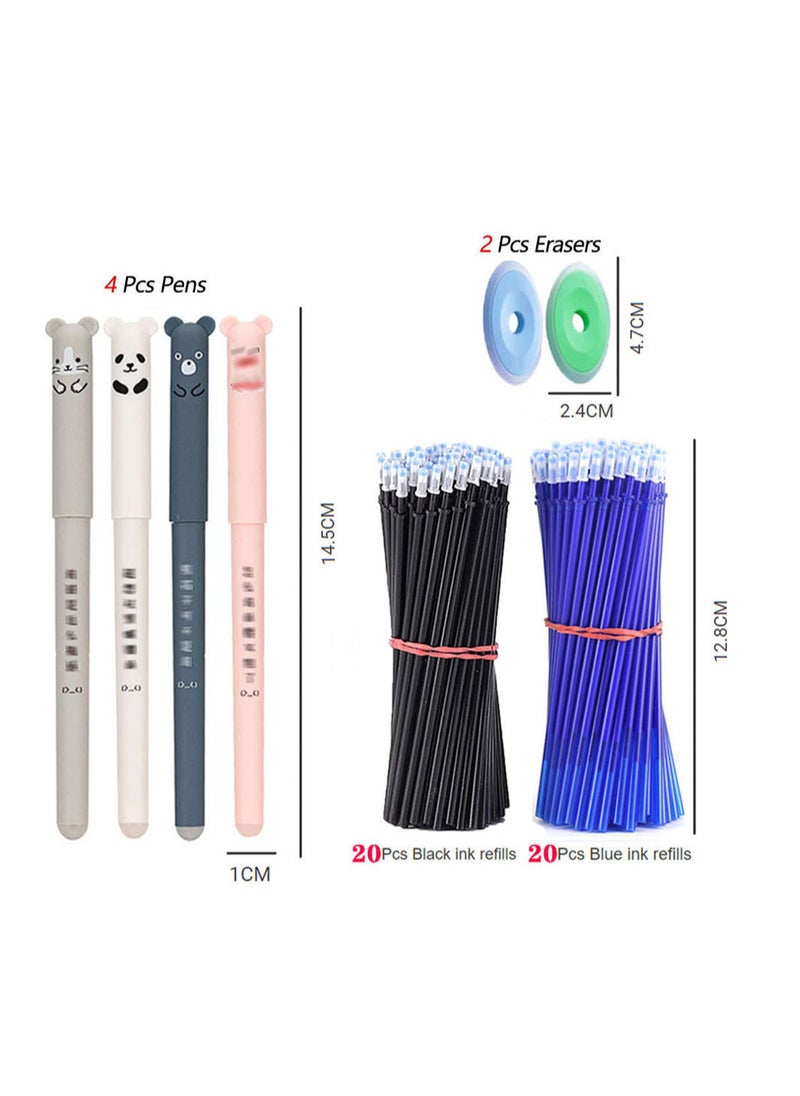 MissTiara - 4 Erasable Neutral Pen Set With 40 Refill And Two Erasers - Image 1