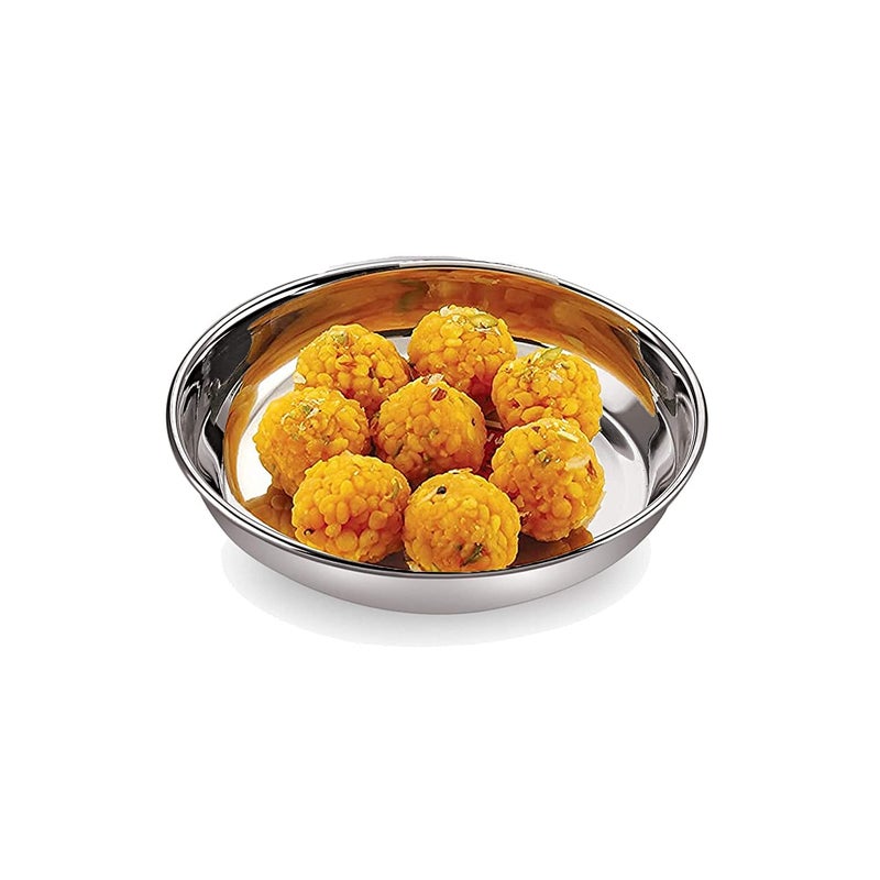 HAZEL Steel Plate | 12 cm Medium Multipurpose Stainless Steel Plates Set for Kitchen | Serving Plate for Snacks with a Glossy Finish, Set of 6 - Image 5