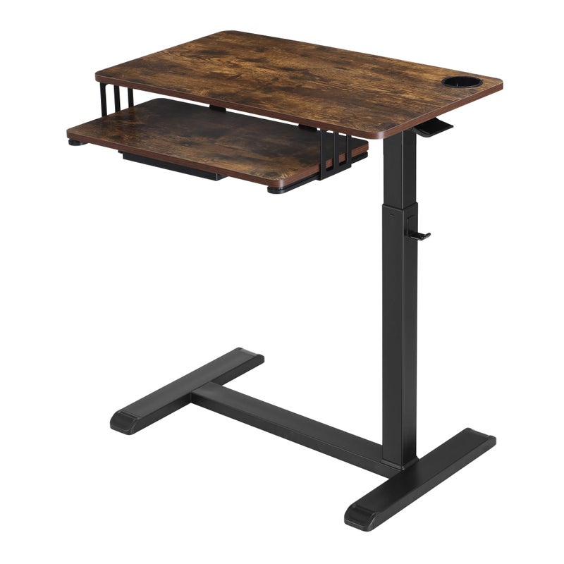 ETHU Overbed Table with Wheels Upgrade Medical Table with Drawer Hospital Bed Table Workstation Desk Adjustable Overbed Bedside Rolling Laptop DeskWalnut