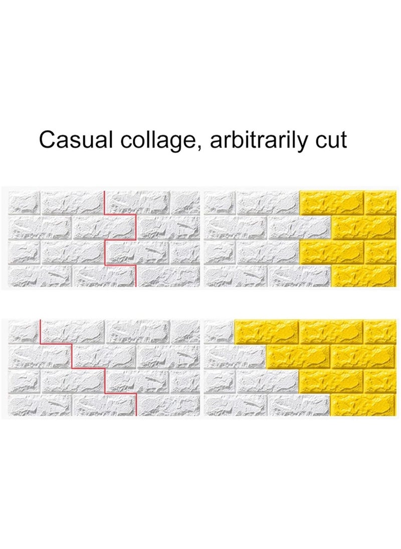 BLOOMING TIME - 10 PCS Self- Adhesive 3D Wallpaper, DIY Waterproof White Brick Pattern Wall Stickers for Living Room Bedroom, 77 x 70 cm - Image 1