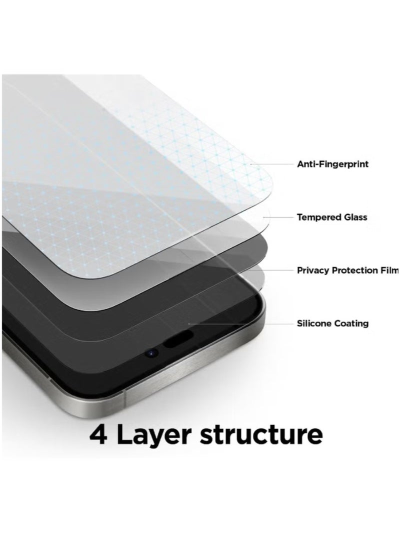 أوريجنال (عبوتان) واقي شاشة زجاجي مقوى مقاوم للغبار والخصوصية، متوافق مع آيفون 15 برو - Image 3