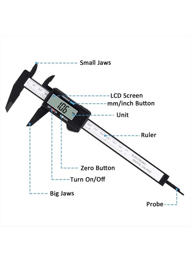 Adoric Digital Caliper, Adoric 0-6" Calipers Measuring Tool - Electronic Micrometer Caliper with Large LCD Screen, Auto-Off Feature, Inch and Millimeter Conversion  - Image 5