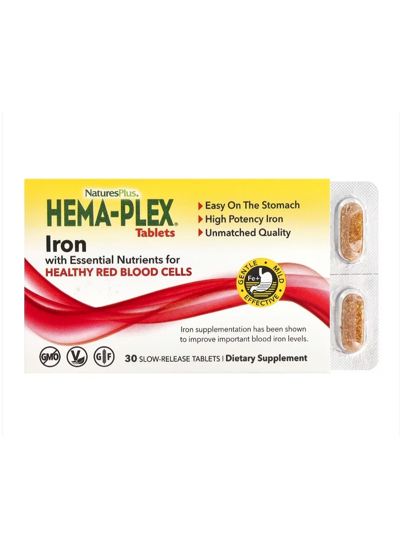 NaturesPlus Hema-Plex Iron 30 Slow-Release Tablets - Image 1