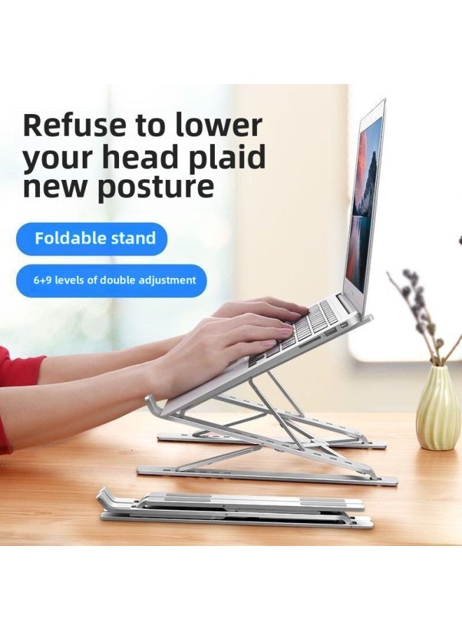 Laptop Bracket Double-layer Desktop Aluminum Alloy Metal Bracket Folding Heat Dissipation Lifting Flat Bracket-Color:N3 Aluminum Alloy 16inch Quality Model-silver - Image 3