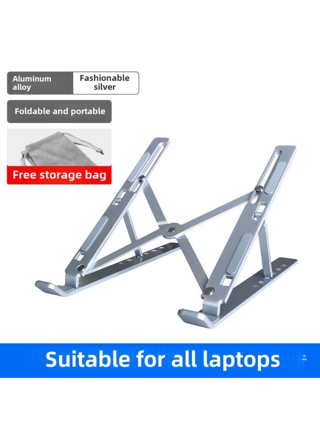 Laptop Bracket Double-layer Desktop Aluminum Alloy Metal Bracket Folding Heat Dissipation Lifting Flat Bracket-Color:N3 Aluminum Alloy 16inch Quality Model-silver - Image 1