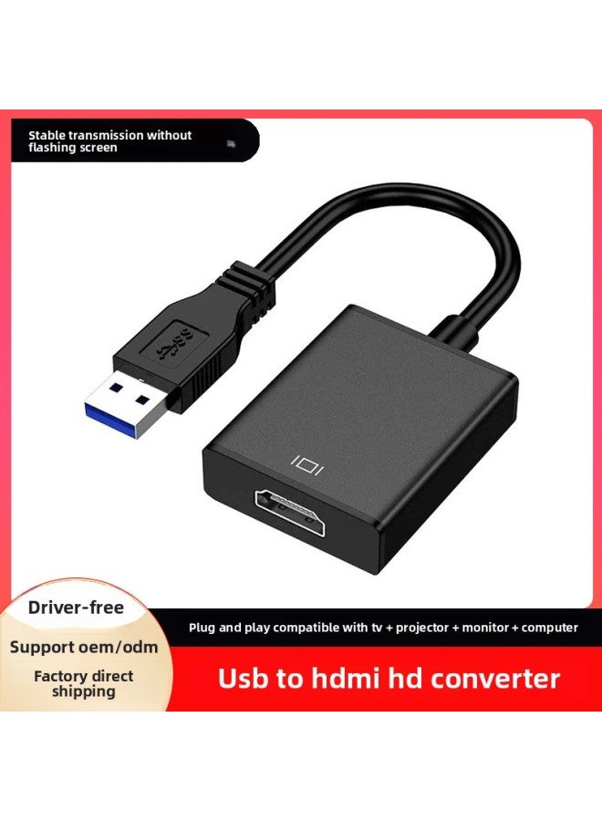 USB3.0 TO HDMI Converter HD 1080p Audio And Video Computer Drive-free USB TO HDMI Converter-Color:Black - Image 2