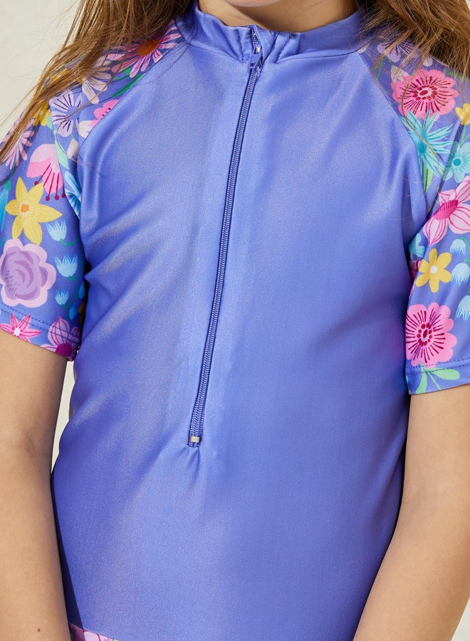 ستايلي ملابس سباحة ستايلي بطبعة زهور سريعة الجفاف مع قبعة - Image 4