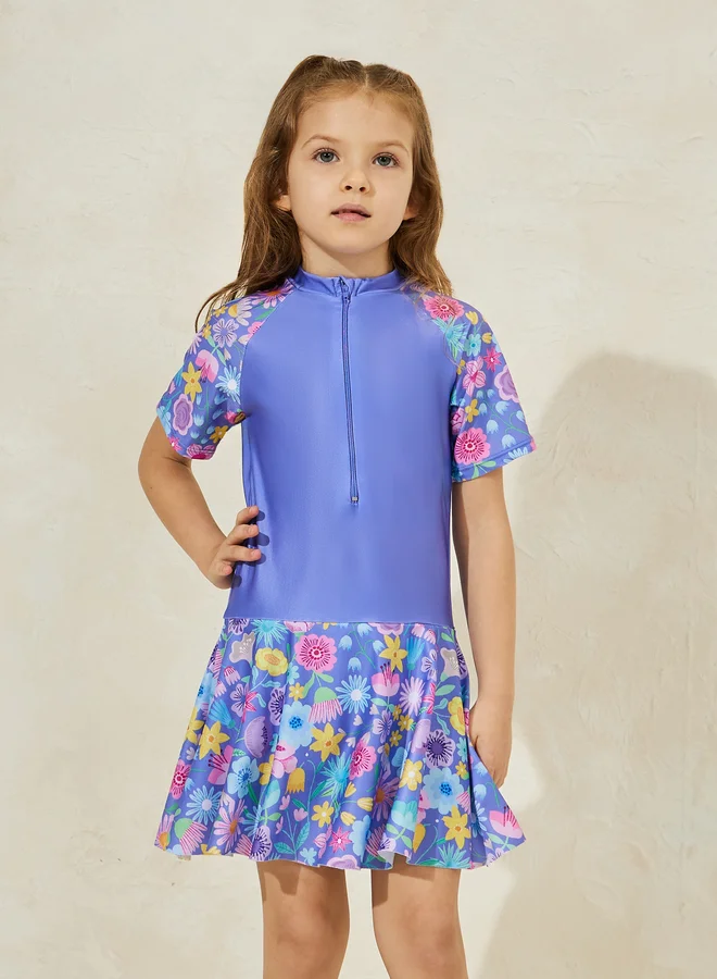 Styli Styli Floral Print Quick-Drying Swimsuit with Cap
