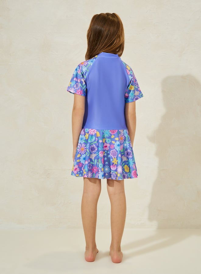 ستايلي ملابس سباحة ستايلي بطبعة زهور سريعة الجفاف مع قبعة - Image 5