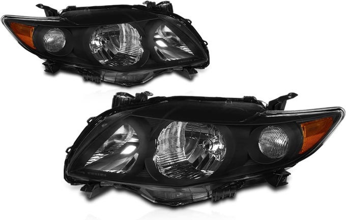Black Housing Amber Corner Headlights Replacement For 2009-2010 Corolla