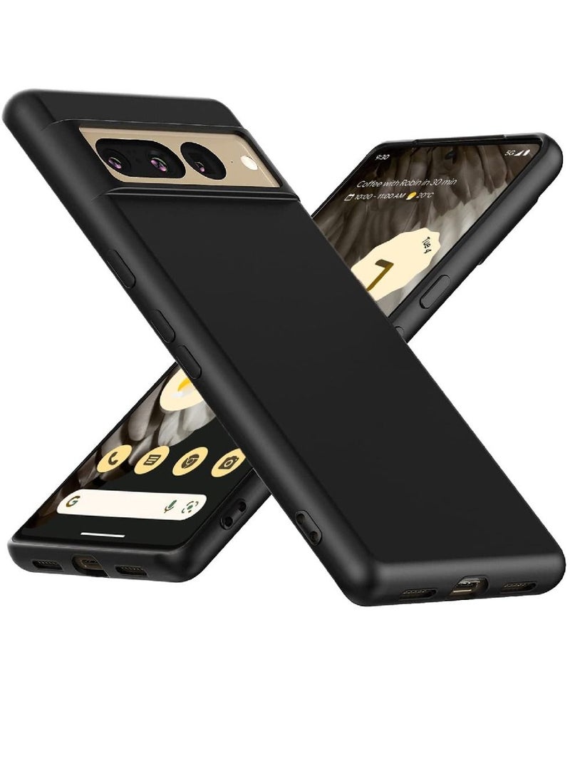 Olliwon Protective Soft Microfiber Lining Silicone Gel Rubber Case Cover For Google Pixel 7 Pro 5G Black - Image 1