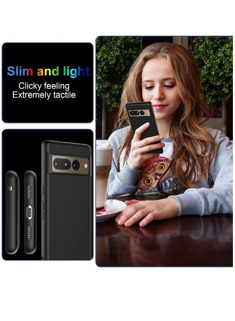 Olliwon Protective Soft Microfiber Lining Silicone Gel Rubber Case Cover For Google Pixel 7 Pro 5G Black - Image 5