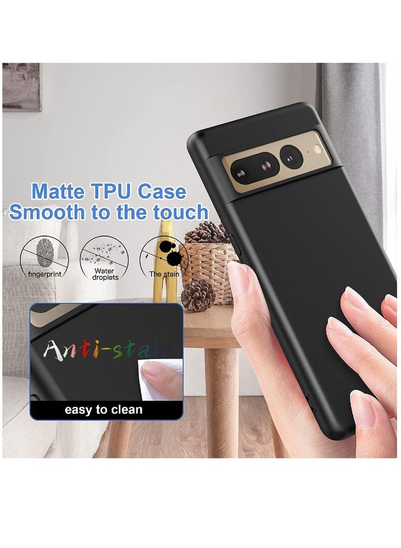 Olliwon Protective Soft Microfiber Lining Silicone Gel Rubber Case Cover For Google Pixel 7 Pro 5G Black - Image 3