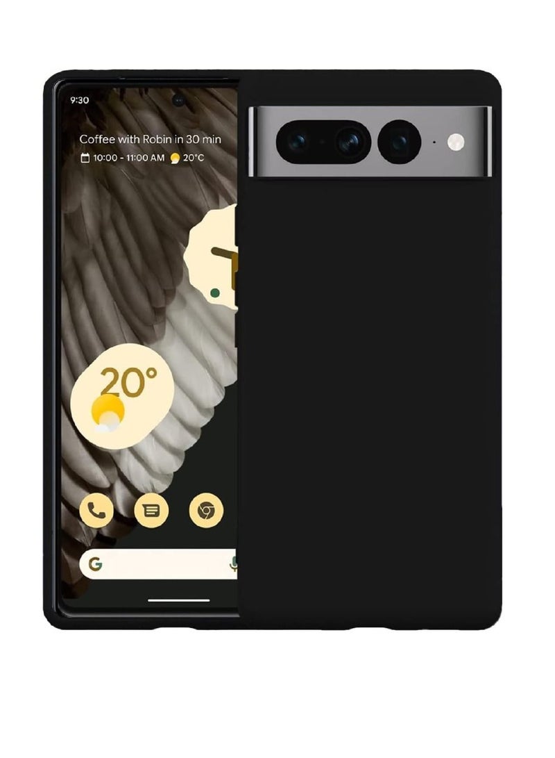 Olliwon Protective Soft Microfiber Lining Silicone Gel Rubber Case Cover For Google Pixel 7 Pro 5G Black - Image 2