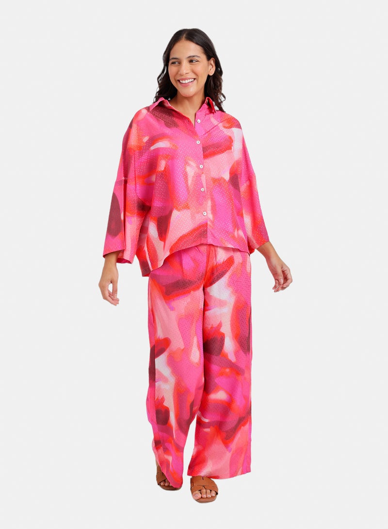 Carina Watercolor Print Pyjama Set - Image 1