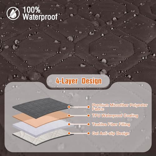 VANSOFY 100% Waterproof Recliner Chair Covers, Recliner Cover Non-Slip Dog Chair Cover Furniture Protector Washable Slipcover with Pocket, Elastic Straps for Pets, Dogs(Chocolate, 30") - Image 5