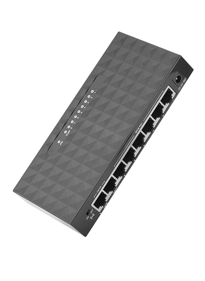 NIBEMINENT - Mini LAN POE Ethernet Network Desktop Switch 8 Port 10/100Mbps Fast Hub Black - Image 1