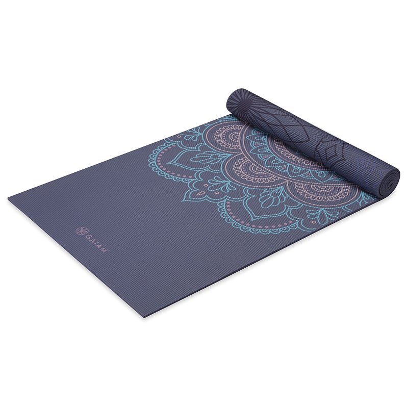 Gaiam Yoga Mat Premium Print Reversible Extra Thick Non Slip Exercise & Fitness Mat for All Types of Yoga, Pilates & Floor Workouts, Purple Illusion, 6mm - Image 1