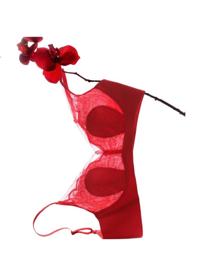 AIMER "Oxygen Little Petals" Set Gift Box Lace Wireless Thin Clean Soft Support Bra And Panties Red Gift Box - Image 2