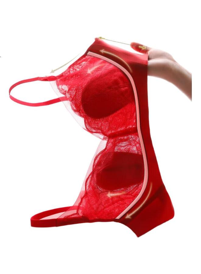 AIMER "Oxygen Little Petals" Set Gift Box Lace Wireless Thin Clean Soft Support Bra And Panties Red Gift Box - Image 3