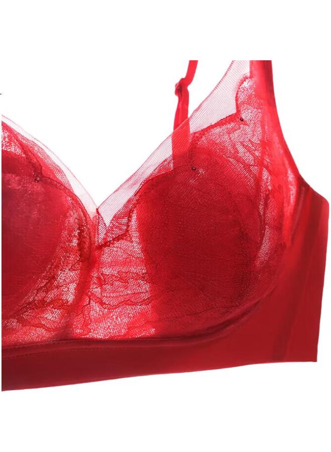 AIMER "Oxygen Little Petals" Set Gift Box Lace Wireless Thin Clean Soft Support Bra And Panties Red Gift Box - Image 1