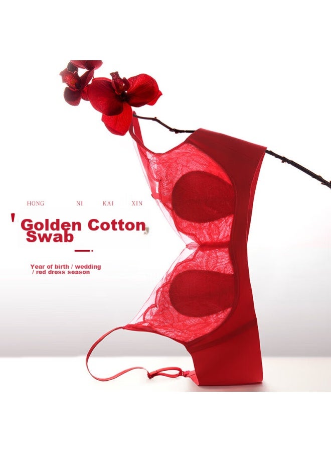 Aimer "oxygen Little Petals" Set Gift Box Lace Wireless Thin Clean Soft Support Bra And Panties Red Gift Box - Image 1