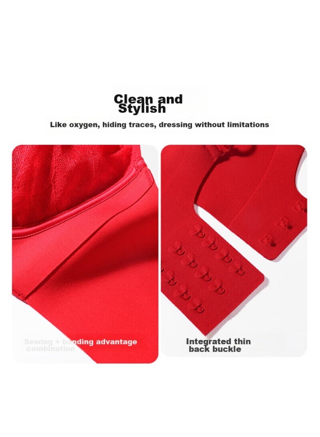 Aimer "oxygen Little Petals" Set Gift Box Lace Wireless Thin Clean Soft Support Bra And Panties Red Gift Box - Image 4