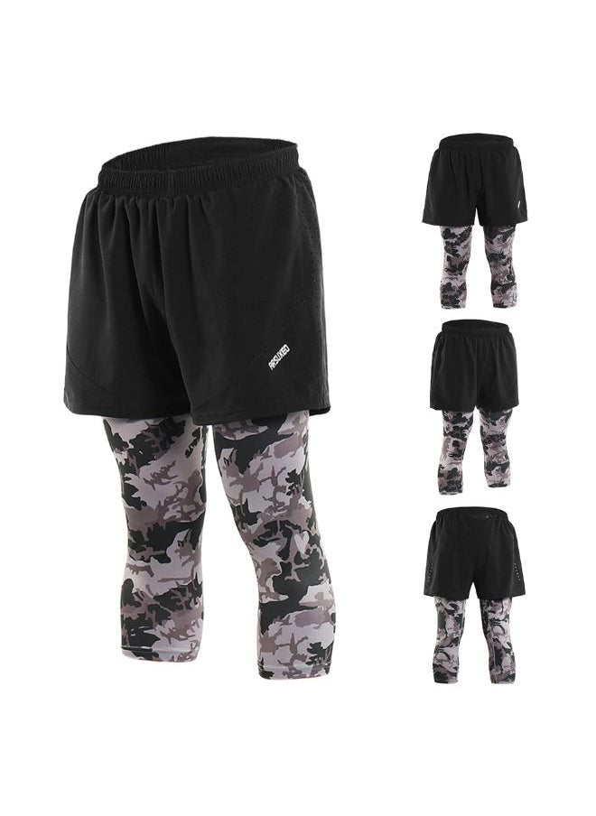 NIBEMINENT - 2-In-1 Breathable Running Capri Pants With Shorts M - Image 1