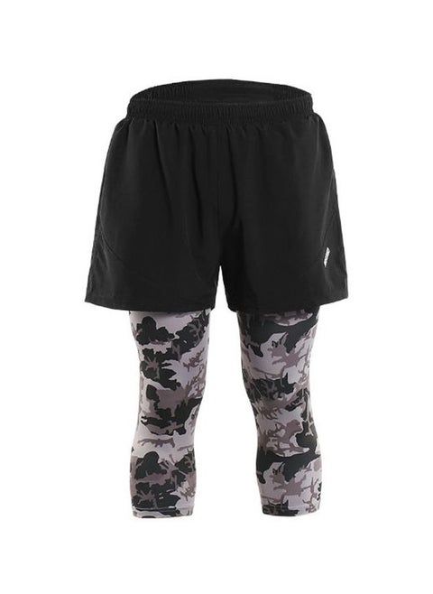 2-In-1 Breathable Running Capri Pants With Shorts M