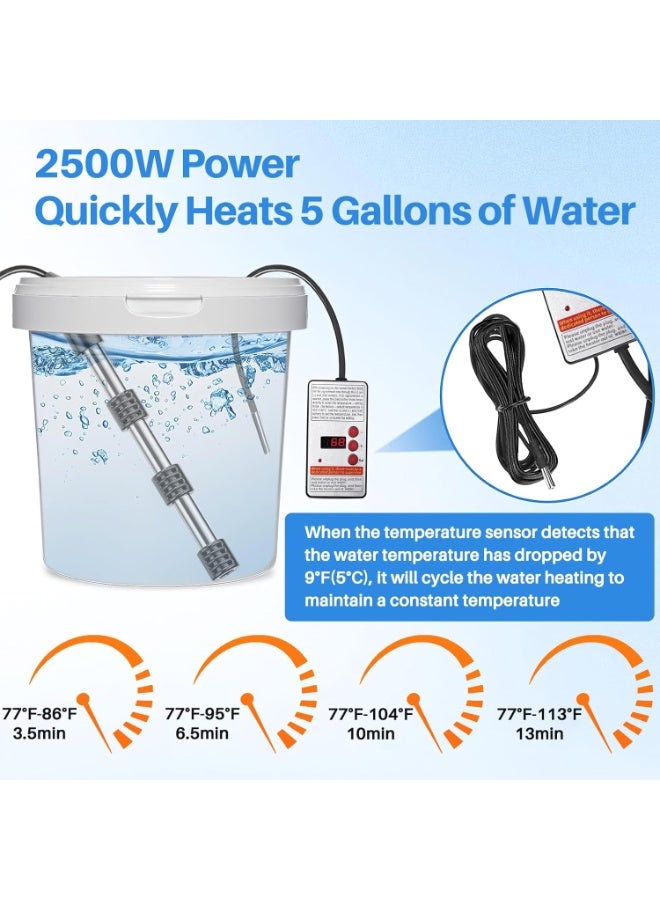 يوڠام سخان مياه غاطس بقدرة 2500 واط، محمول وسريع التسخين، مناسب للدلاء والحمامات وحوض السباحة، مزود بشاشة عرض لدرجة الحرارة الثابتة وميزة الإيقاف التلقائي للطاقة للاستخدام المنزلي - Image 3