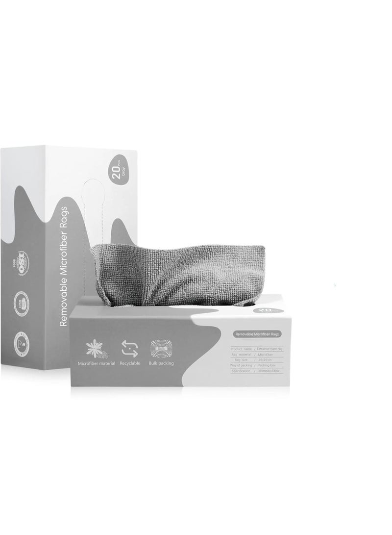 Generic  Microfiber Cleaning Cloths in Dispenser Box – 20PCS Lint-Free, Streak-Free Rags for Kitchen, Glass, Car & Electronics – Highly Absorbent, Reusable & Quick-Dry – Grey - Image 1