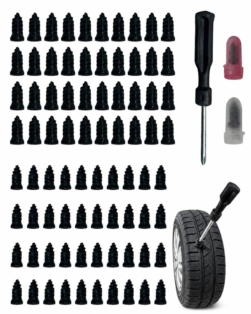 BDFHYK 80PCS Tire Plug Kit Tire Plugs for Tubeless Tires Tire Repair Screws Rubber Nails Tire Plugs Screw Type Screw in Tire Plugs for Car Motorcycle - Image 3