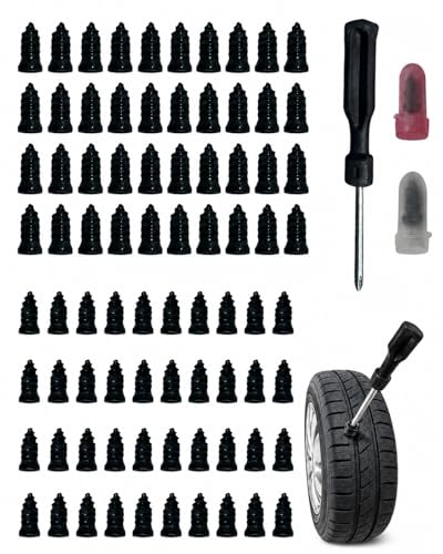 BDFHYK 80PCS Tire Plug Kit Tire Plugs for Tubeless Tires Tire Repair Screws Rubber Nails Tire Plugs Screw Type Screw in Tire Plugs for Car Motorcycle - Image 1