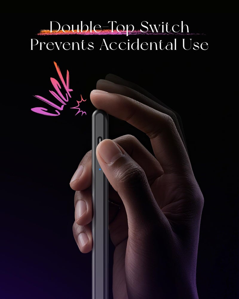 JAMJAKE قلم آيباد بيكسل ستايلس لجهاز آيباد 11 و10 - شحن أسرع 5 مرات متوافق مع (2018-2025) آبل آيباد 6-11 جيل، آيباد إير 3/4/5/M2/M3، آيباد ميني 5/6، آيباد برو 11"/12.9"/M4 - أسود - Image 5