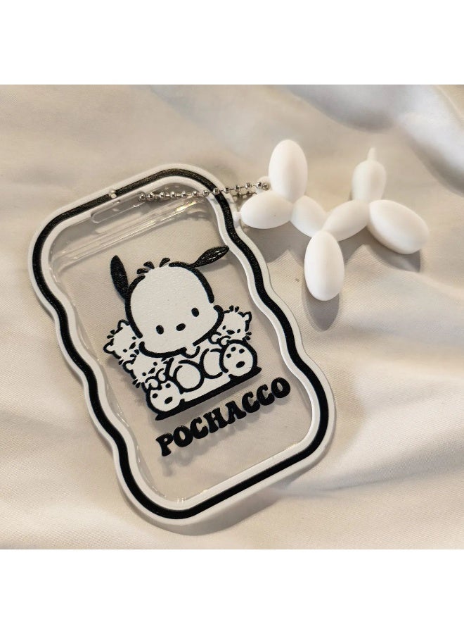 NIBEMINENT 1 - Piece Pacha Dog Kpop Photo Card Holder Pendant Key Chain ID Badge Holder ID Card Holder Photo Card Protector for School ID Office ID Access Card for Women Girls