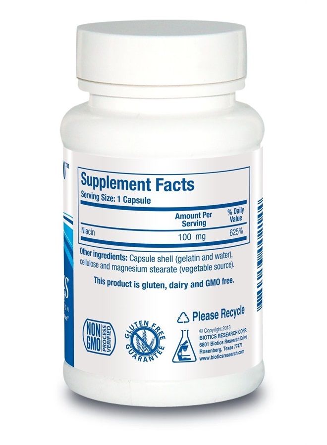BIOTICS Research Niacin 100 100 Milligram Niacin, Vitamin B3, Cholesterol, HDL, LDL, Triglyceride, LP, Cardiovascular Health. 150 Caps - Image 1
