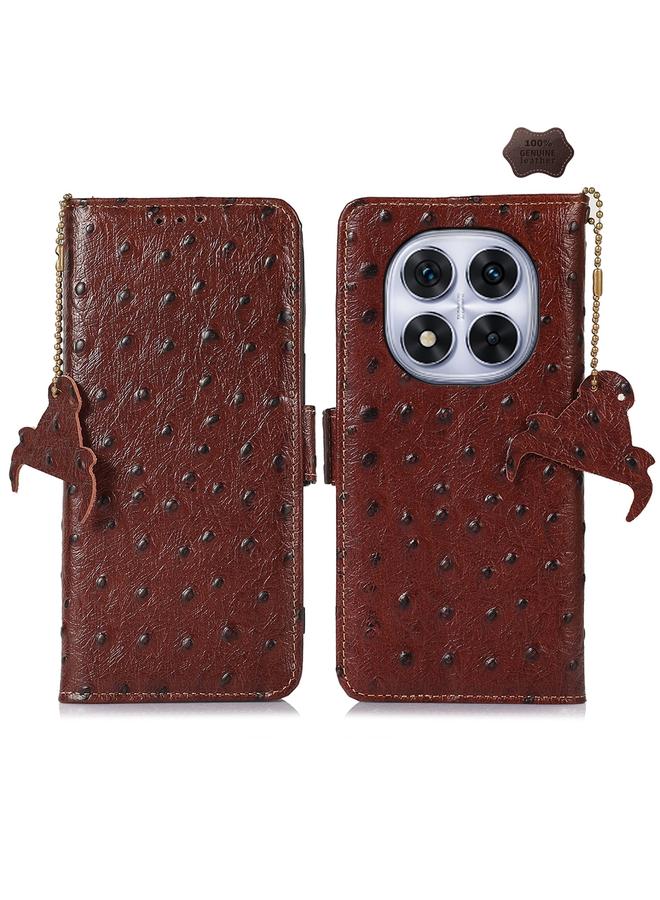 S-TOP Case For Redmi Note 14 Pro 5G Ostrich Pattern Genuine Leather RFID Phone Case - Image 1