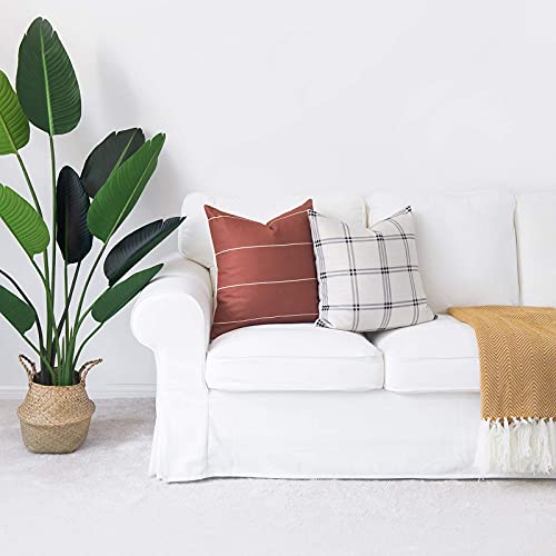 Hofdeco Modern Boho Decorative Throw Pillow Cover ONLY, for Couch, Sofa, Bed, Rust Stripes Plaid, 20"x20", Set of 2 - Image 4