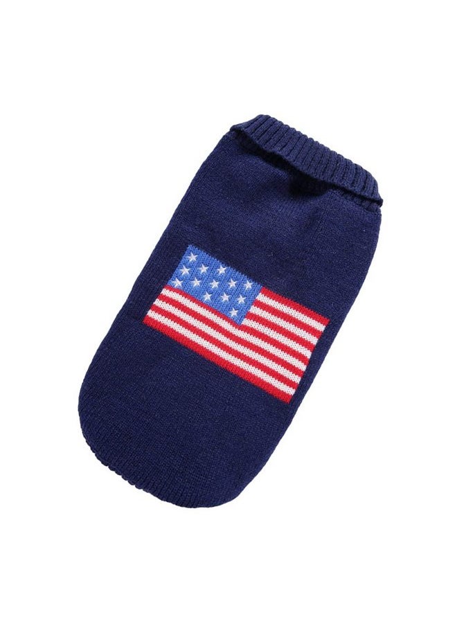 POPETPOP - Dog Sweater American Flag Pet Costume Winter Warm Sweater Fashion Christmas Clothes for Puppy Dog (Size XS) - Image 1