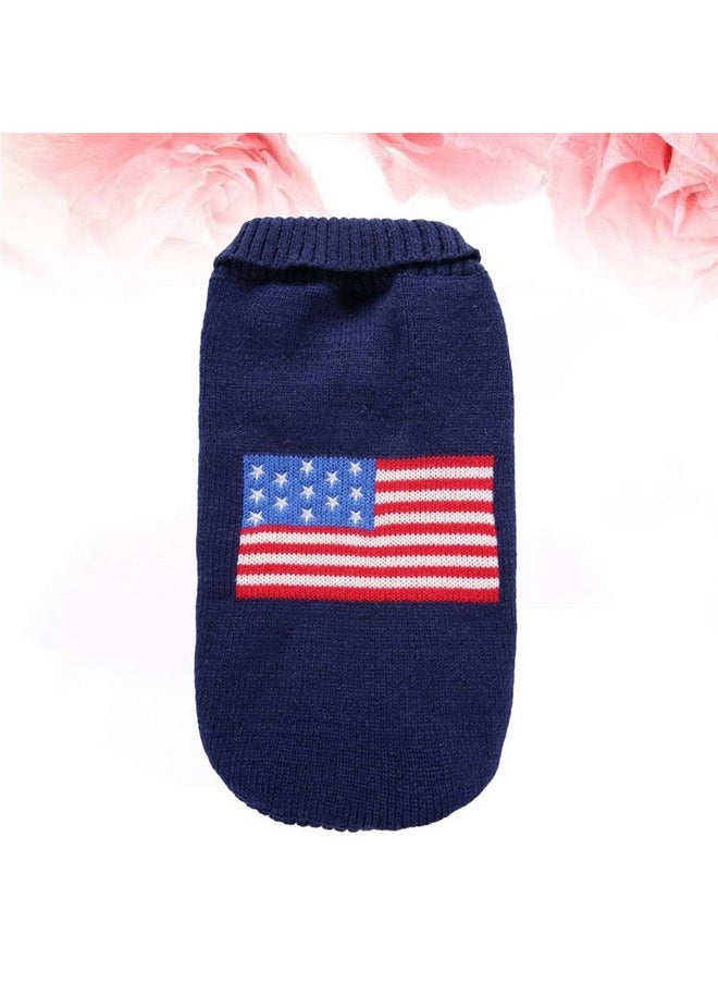 POPETPOP - Dog Sweater American Flag Pet Costume Winter Warm Sweater Fashion Christmas Clothes for Puppy Dog (Size XS) - Image 1