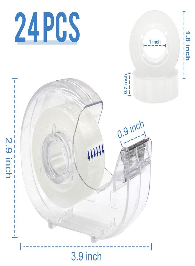 JEFURE 24 Pcs Transparent Tape with Dispenser, 0.7 in x 1000 in Clear Tapes and Refillable Dispensers, Office Tape Rolls with Dispenser Bulk for Craft Jobs, Gift Wrapping, Repairing, Home and School - Image 2