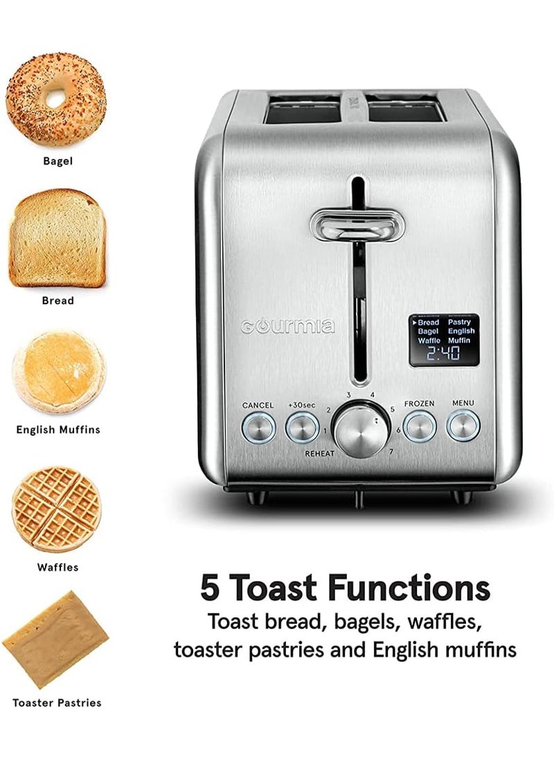 Gourmia Gourmia Digital Toaster with 5 Toast Functions Including Waffle English Muffin and Pastry 7 Shade Settings Rapid Reheat Mode and Extra Wide Slots  Stainless Steel GDT2445 Brushed Stainless  - Image 2