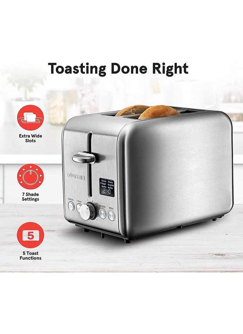 Gourmia Gourmia Digital Toaster with 5 Toast Functions Including Waffle English Muffin and Pastry 7 Shade Settings Rapid Reheat Mode and Extra Wide Slots  Stainless Steel GDT2445 Brushed Stainless  - Image 4