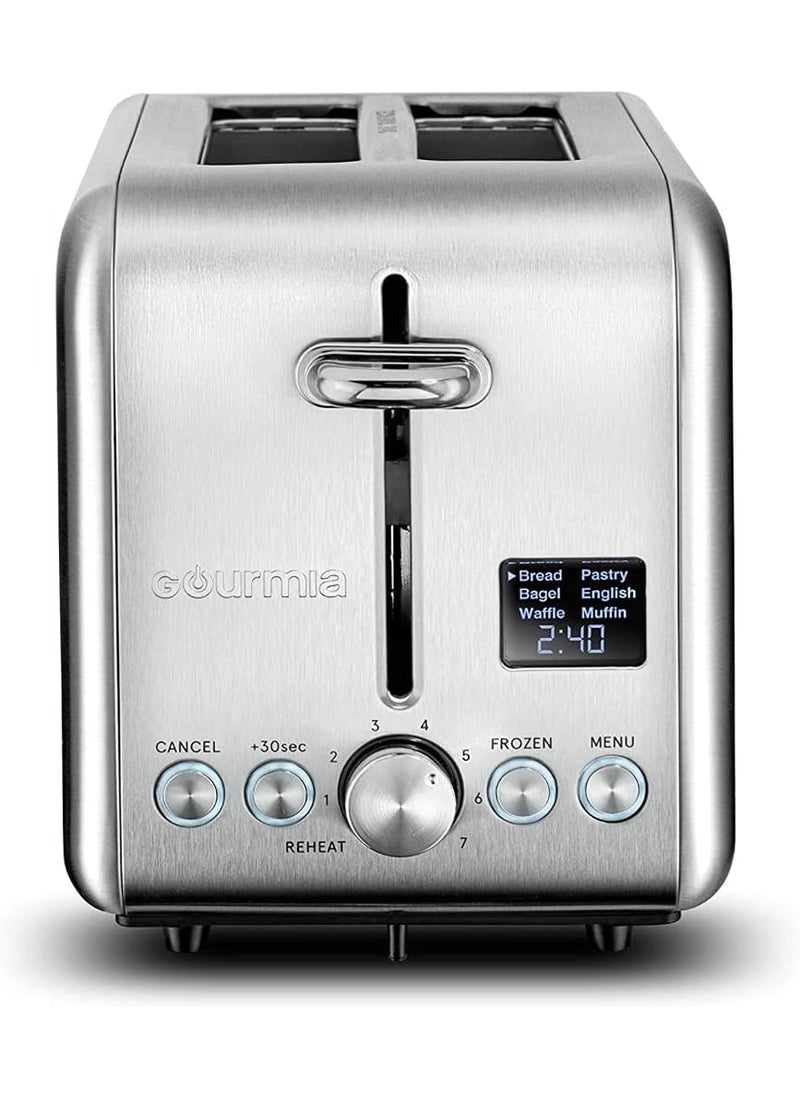 Gourmia Gourmia Digital Toaster with 5 Toast Functions Including Waffle English Muffin and Pastry 7 Shade Settings Rapid Reheat Mode and Extra Wide Slots  Stainless Steel GDT2445 Brushed Stainless  - Image 1