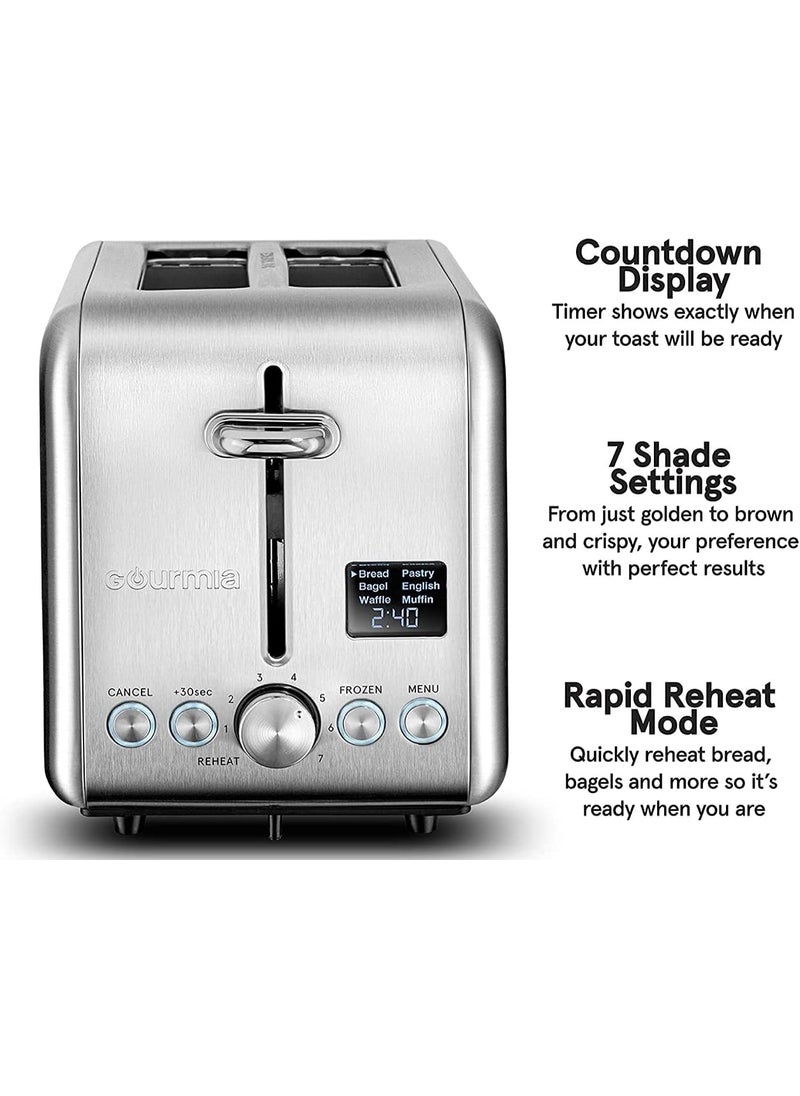 Gourmia Gourmia Digital Toaster with 5 Toast Functions Including Waffle English Muffin and Pastry 7 Shade Settings Rapid Reheat Mode and Extra Wide Slots  Stainless Steel GDT2445 Brushed Stainless  - Image 3