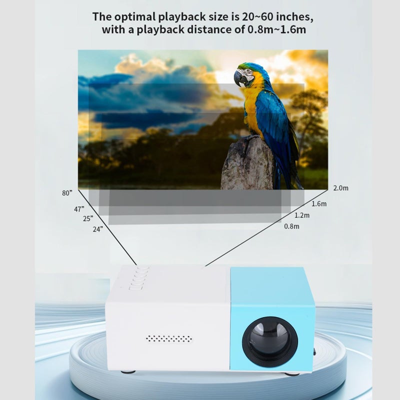 1080P بروجيكتر LED محمول، ميني بروجيكتر قابل للتعديل للمنزل والمسرح المنزلي في الهواء الطلق، متوافق مع USB والهواتف الذكية وأندرويد وأجهزة الكمبيوتر المحمول و TV Stick، بلون أزرق وأبيض - Image 4