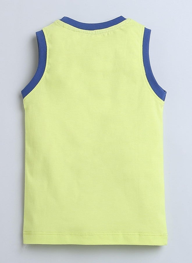 BUMZEE Green & Royal Blue Boys Sleeveless T-Shirt & Short Set Age - 12-18 Months (Peb9121D-grn.rbl) - Image 3