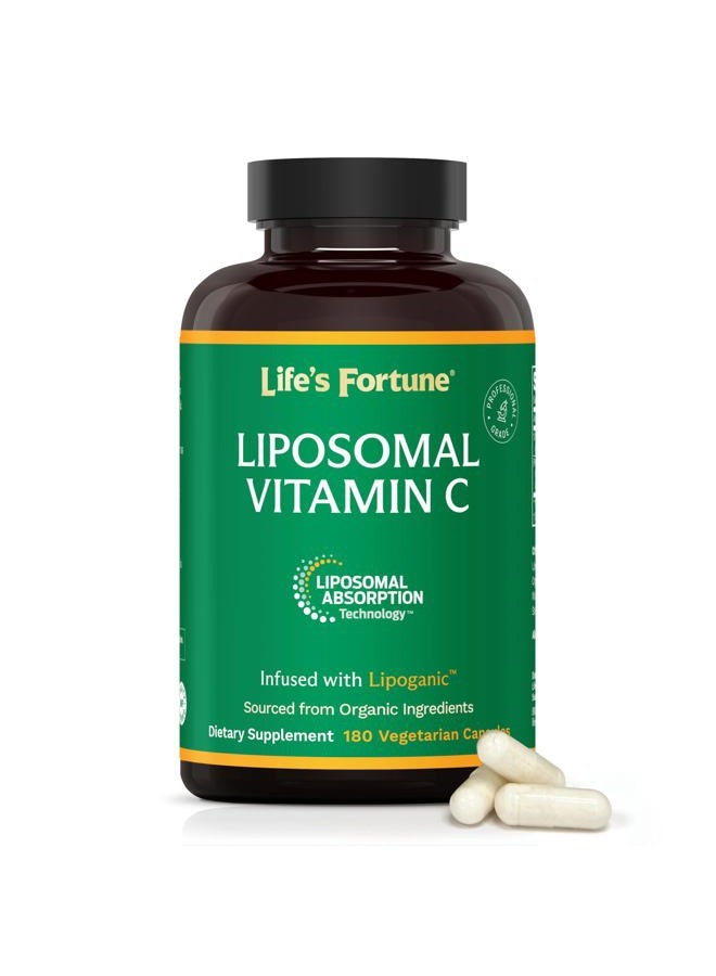 Life's Fortune Liposomal Vitamin C 2100 mg, Fast Acting Absorption, Higher Bioavailability Supporting Immune System, High Antioxidant Supplement Formula – Collagen Booster – 180 Capsules - Image 1