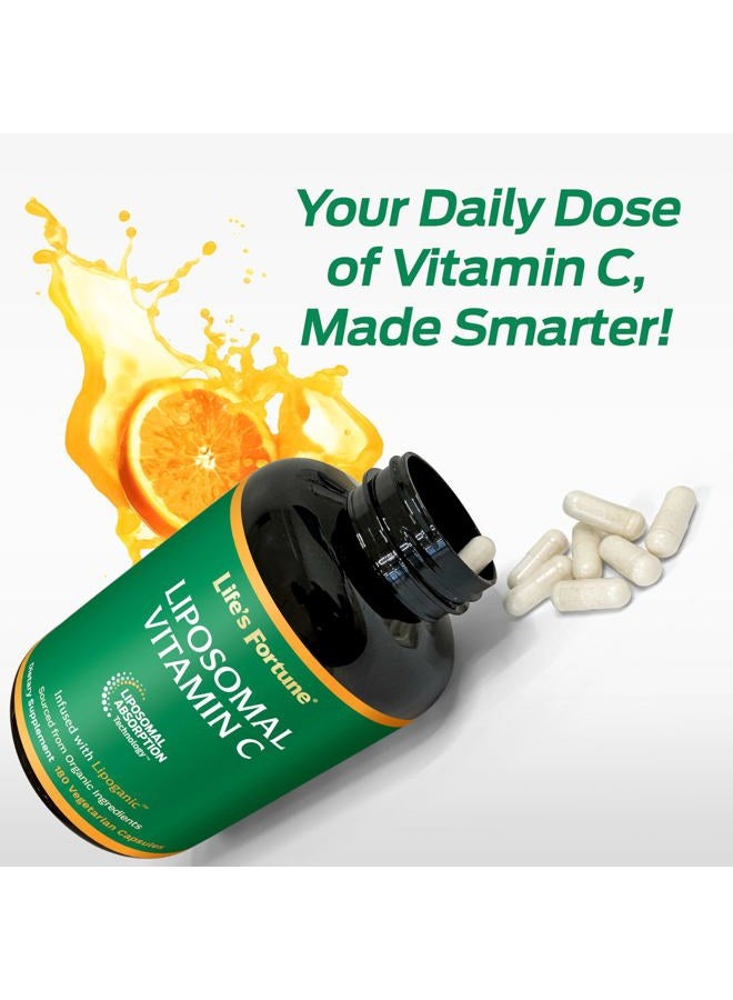 Life's Fortune Liposomal Vitamin C 2100 mg, Fast Acting Absorption, Higher Bioavailability Supporting Immune System, High Antioxidant Supplement Formula – Collagen Booster – 180 Capsules - Image 5